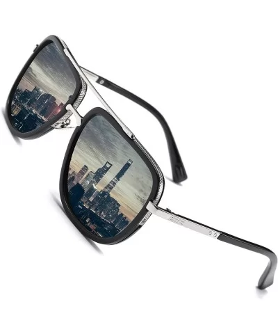 Fashion Oversized Polarized Sunglasses Square - Silver - CH18AS4NXKQ $24.21 Oversized