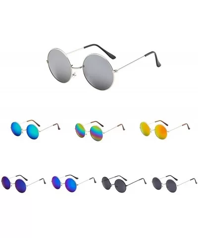 Women Men Round Sunglasses Classic Oversize JoplHippie Eyewear Unisex Circle Lens Sunglasses - E - CA195IG0Q4U $11.76 Oversized