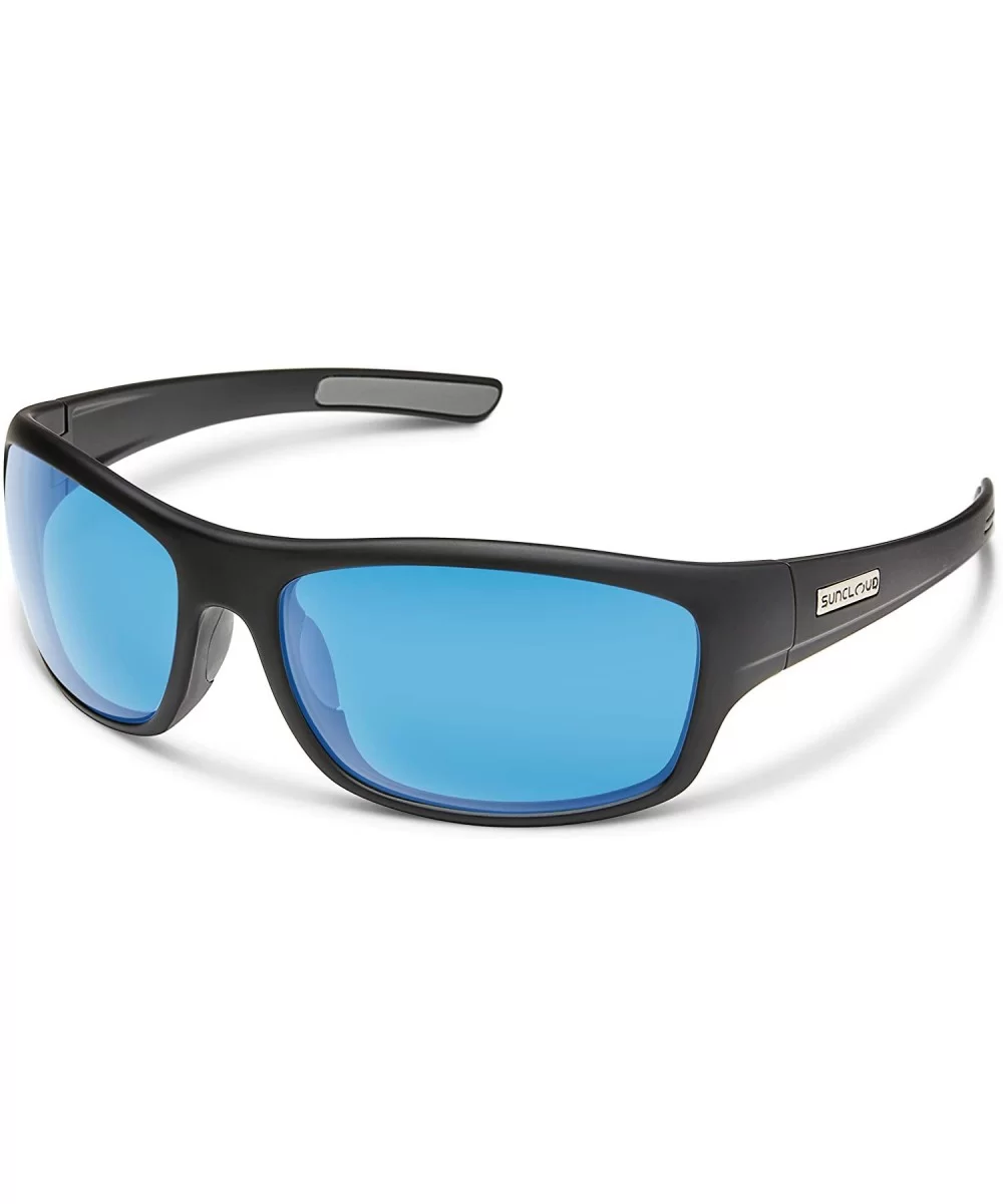 Polarized Optics Mens Cover - Matte Black / Polarized Blue Mirror - C3189XD4XYW $49.27 Wrap