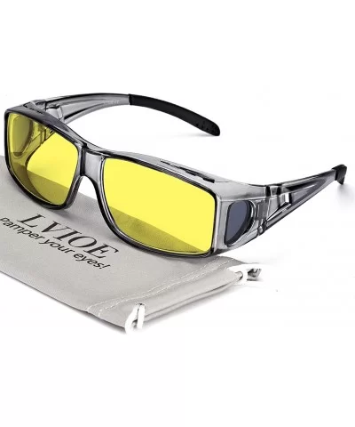 Glasses Prescription Polarized Driving - Grey Frame/ Yellow Lens Night-vision Glasses - C01809HIZKN $37.58 Wrap