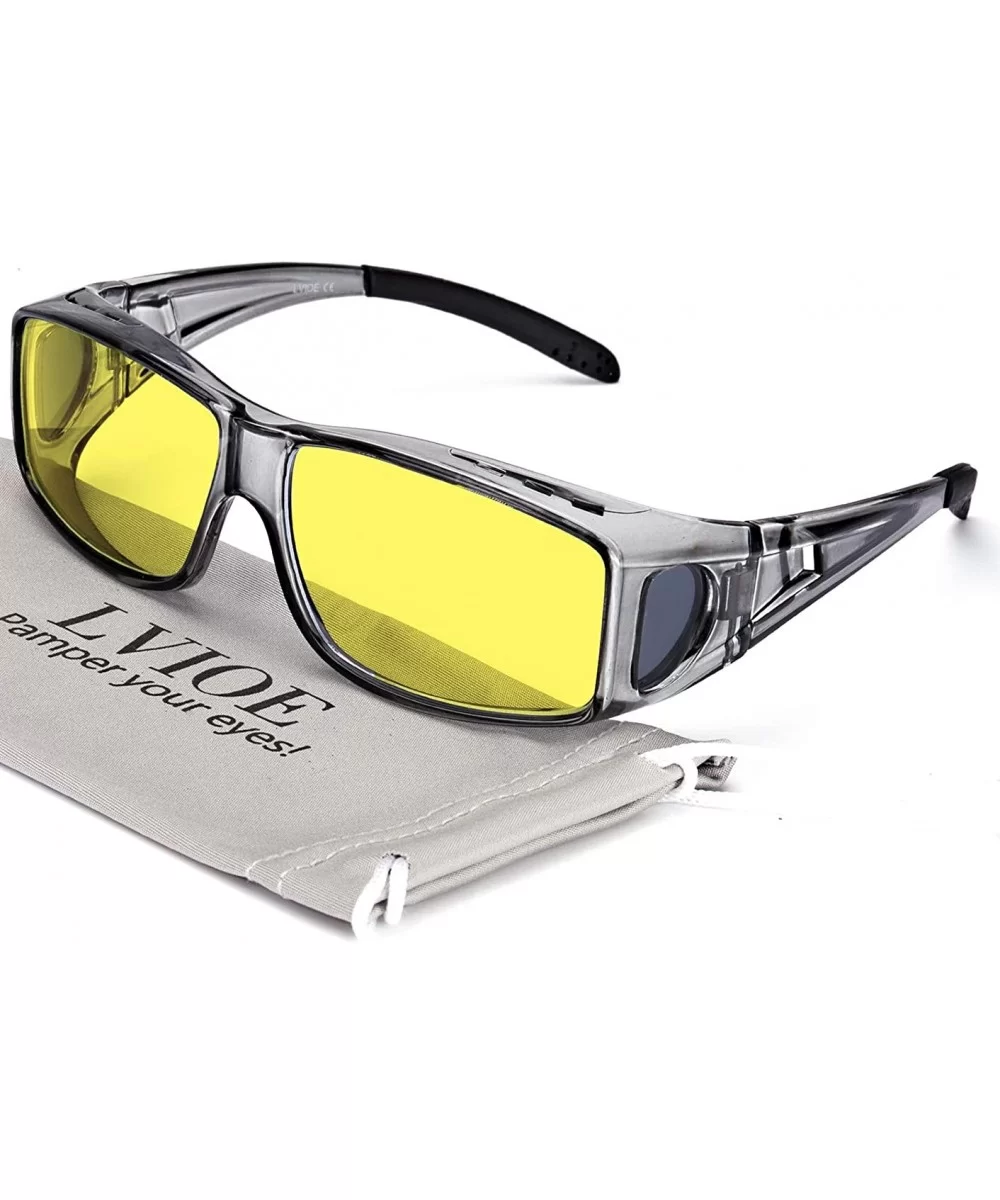 Glasses Prescription Polarized Driving - Grey Frame/ Yellow Lens Night-vision Glasses - C01809HIZKN $37.58 Wrap