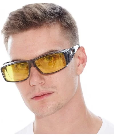 Glasses Prescription Polarized Driving - Grey Frame/ Yellow Lens Night-vision Glasses - C01809HIZKN $37.58 Wrap