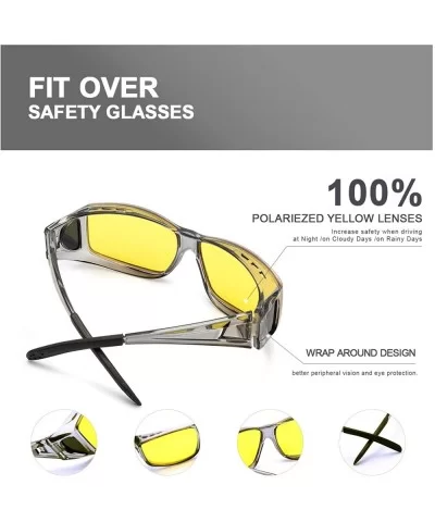 Glasses Prescription Polarized Driving - Grey Frame/ Yellow Lens Night-vision Glasses - C01809HIZKN $37.58 Wrap