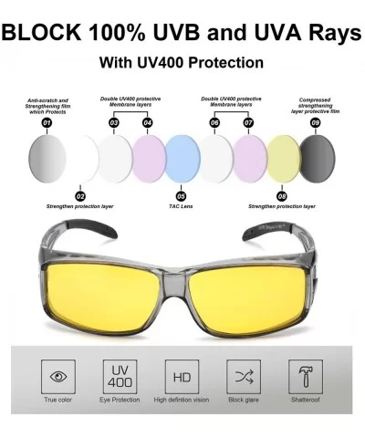 Glasses Prescription Polarized Driving - Grey Frame/ Yellow Lens Night-vision Glasses - C01809HIZKN $37.58 Wrap