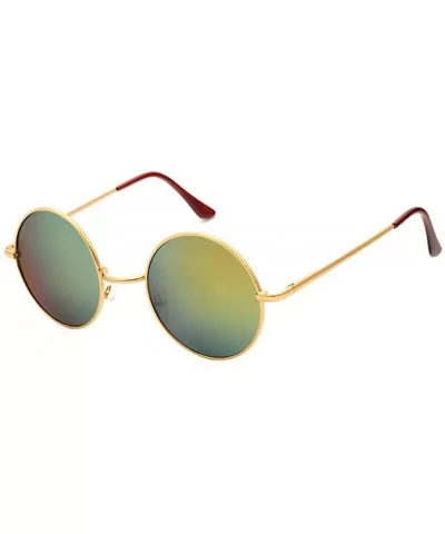 Men Women Round Vintage Aviator Mirrored Sunglasses Circle Eyewear Summer Outdoor Glasses - K - C5185YN277C $12.22 Oversized