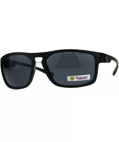 Mens Biohazard Gangster Rectangular Warp Around Sunglasses - All Black - CR18C4WDX76 $12.85 Sport