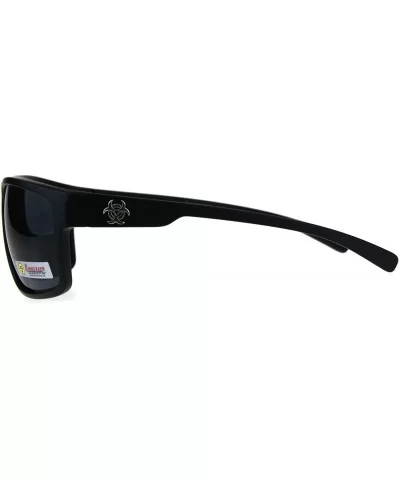 Mens Biohazard Gangster Rectangular Warp Around Sunglasses - All Black - CR18C4WDX76 $12.85 Sport