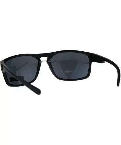 Mens Biohazard Gangster Rectangular Warp Around Sunglasses - All Black - CR18C4WDX76 $12.85 Sport