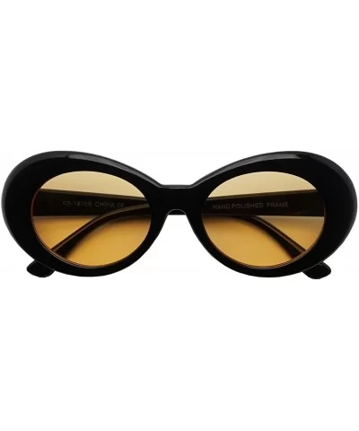 50's Vintage Oval Bold Nirvana Inspired Color Pantone Lens Sunglasses - Black / Orange Lens - CN1827QES43 $12.99 Goggle