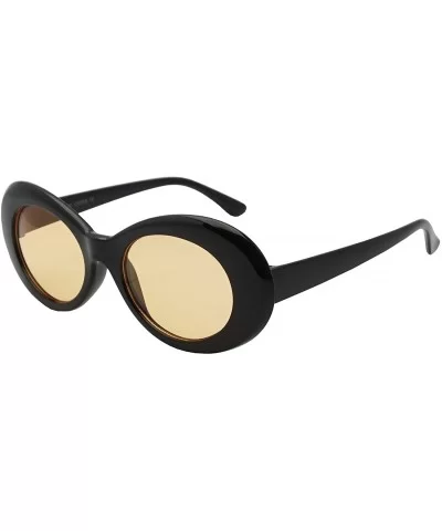 50's Vintage Oval Bold Nirvana Inspired Color Pantone Lens Sunglasses - Black / Orange Lens - CN1827QES43 $12.99 Goggle