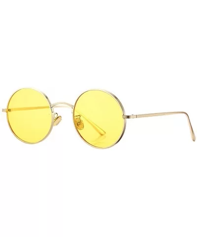 Vintage Round Metal Sunglasses John Lennon Style Small Unisex Sun Glasses - A5 Gold Frame/Yellow Lens - C8189I8RRW2 $17.13 Round