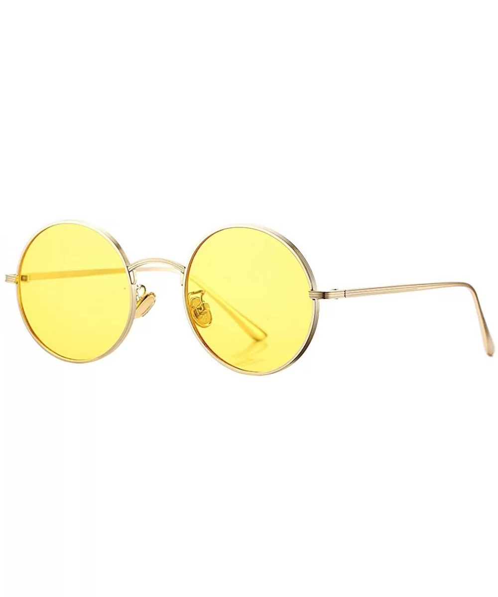 Vintage Round Metal Sunglasses John Lennon Style Small Unisex Sun Glasses - A5 Gold Frame/Yellow Lens - C8189I8RRW2 $17.13 Round