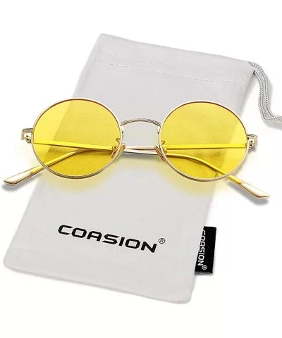 Vintage Round Metal Sunglasses John Lennon Style Small Unisex Sun Glasses - A5 Gold Frame/Yellow Lens - C8189I8RRW2 $17.13 Round