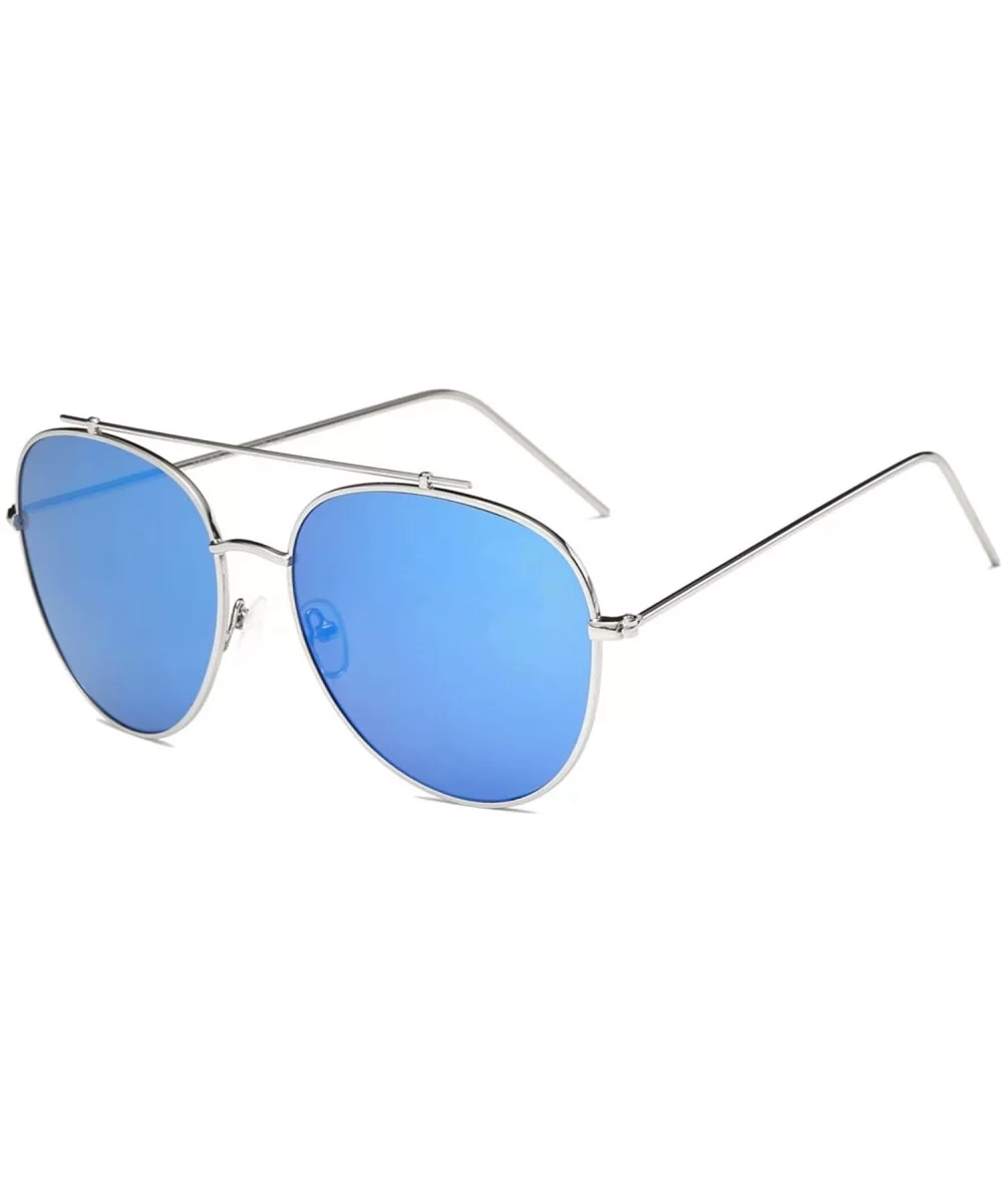 Classic Mirrored Fashion Aviator Sunglasses - Blue - CA18WU9OUUZ $31.96 Aviator