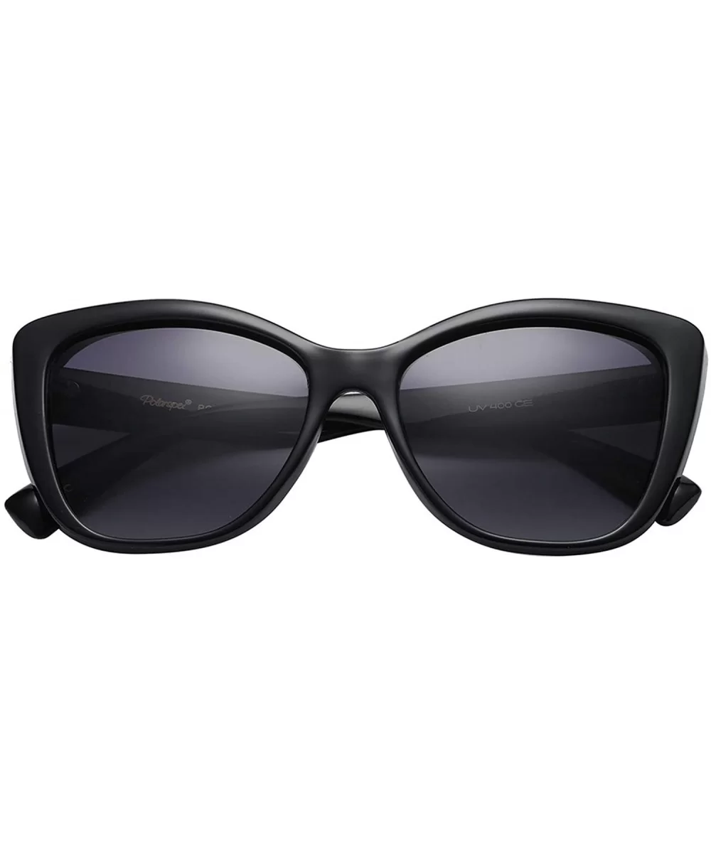 Polarized Woman's Classic Jackie-O Cat Eye Retro Fashion Sunglasses - Gloss Black - Polarized Gradient Smoke - CH188X6ZSLL $1...