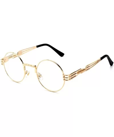 Retro Round Circle Steampunk Polarized Sunglasses Metal for Men Women - Gold Frame/Transparent Lens - C418NNXRDID $28.78 Goggle