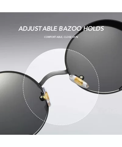 Retro Round Sunglasses Men Polarized Mirror Steampunk Sun Glasses for Women - Silver With Black - C918KEYEW0N $14.41 Round