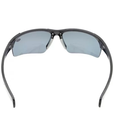 Bifocal Sunglasses with Wrap-Around Sport Design Half Frame for Men and Women - Shiny Black - C118C3L6ER4 $24.77 Wrap