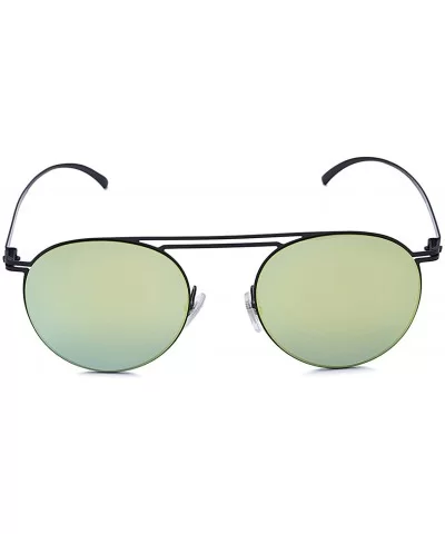 Round Fashion Metal Frame Sunglasses for men women- Sun Glasses Shades with Uv400 - Yellow - CF18G93CY7D $18.54 Round