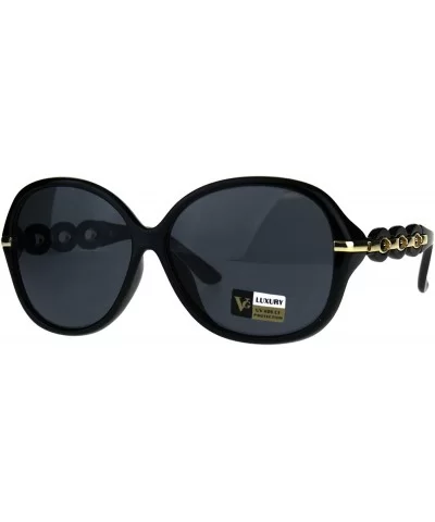 Womens Oversize Diva Round Butterfly Designer Fashion Plastic Sunglasses - All Black - CT180CONHRL $18.30 Butterfly