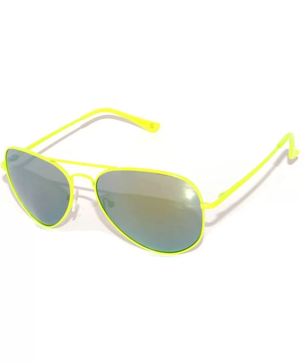 Colored Metal Frame with Full Mirror Lens Spring Hinge - Green-yellow Frame Gold Lens - CA11MARF0AL $12.43 Aviator