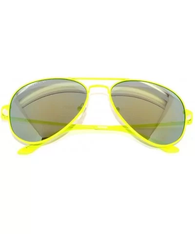 Colored Metal Frame with Full Mirror Lens Spring Hinge - Green-yellow Frame Gold Lens - CA11MARF0AL $12.43 Aviator