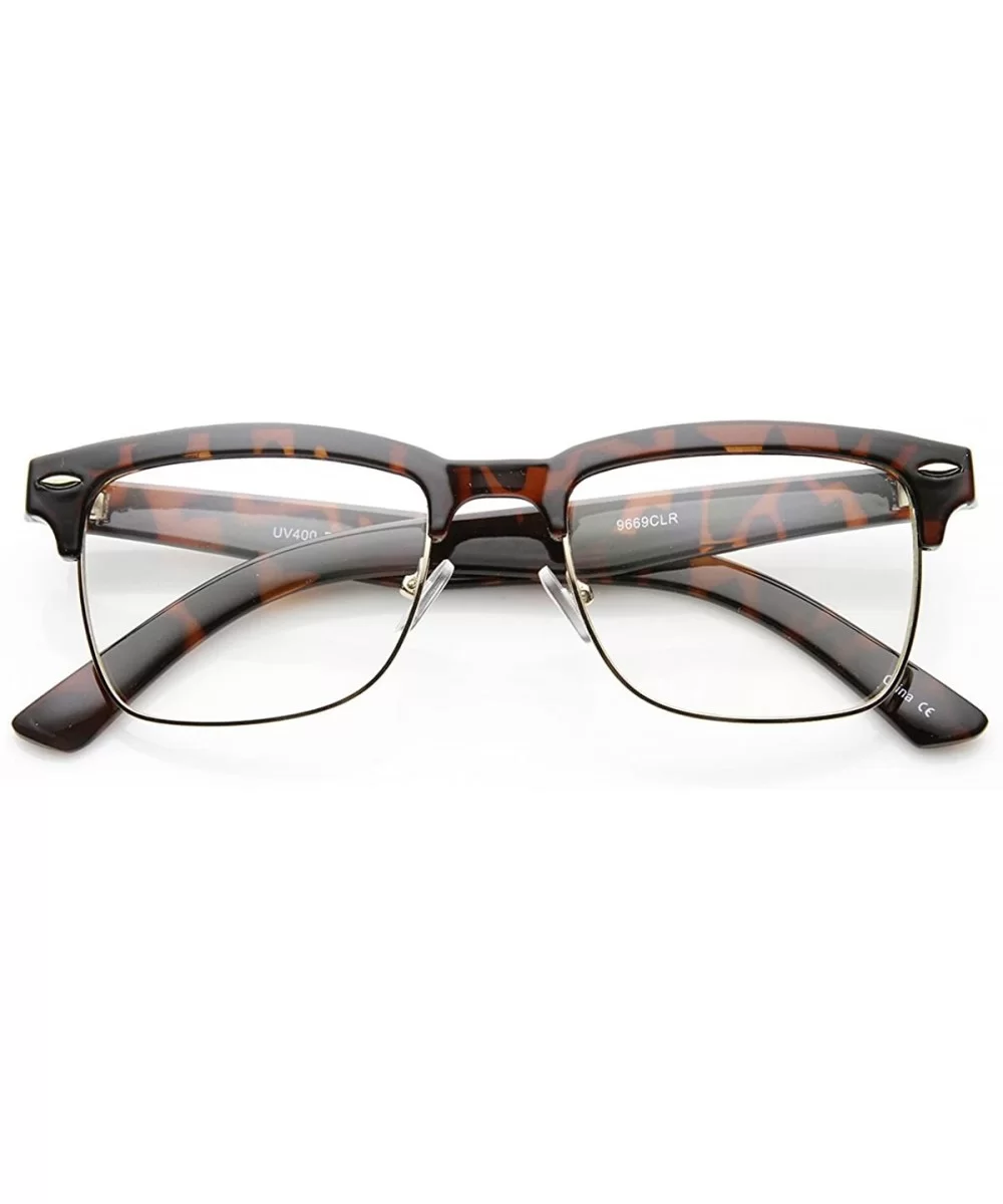 Unisex Square Medium Semi-Rimless Modern Fashion Glasses - Tortoise - C811XSZ7B49 $13.33 Rimless