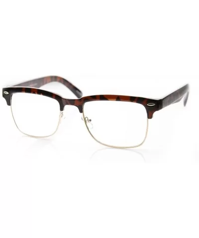 Unisex Square Medium Semi-Rimless Modern Fashion Glasses - Tortoise - C811XSZ7B49 $13.33 Rimless