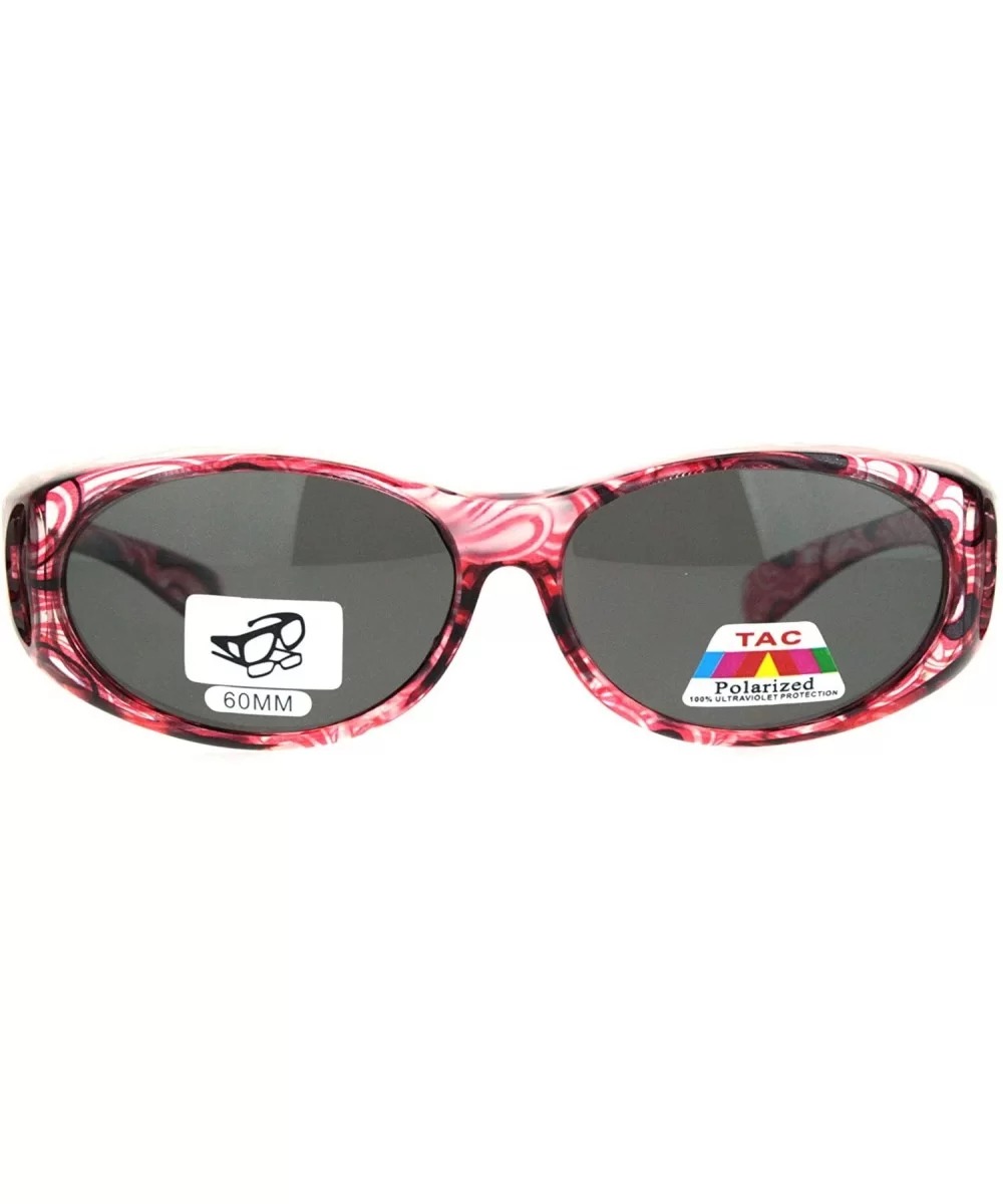 Polarized 60mm Wearover Oval Fit Over Translucent Plastic Sunglasses - Red - CD18KQ8HG5Q $17.36 Oval