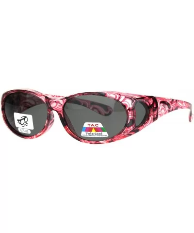 Polarized 60mm Wearover Oval Fit Over Translucent Plastic Sunglasses - Red - CD18KQ8HG5Q $17.36 Oval