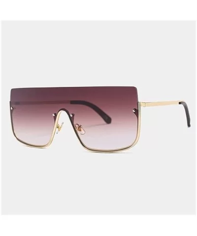Women's Sunglasses Conjoined Spectacle Lens Flat Top Half Frame Oversize Decoration Brand Design Sun Glasses - CH199QDNALD $1...
