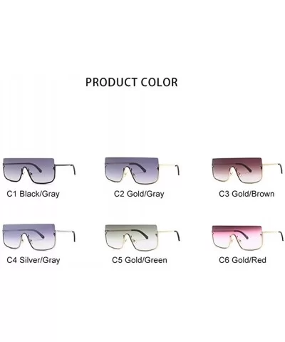 Women's Sunglasses Conjoined Spectacle Lens Flat Top Half Frame Oversize Decoration Brand Design Sun Glasses - CH199QDNALD $1...