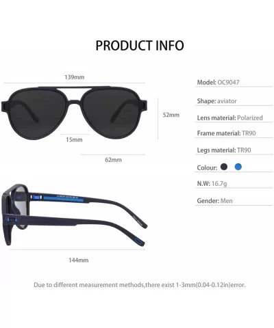 Mens TR90 Polarized UV400 Protection Sport Aviator Sunglasses Fishing Driving - Blue/Blue Line - CD18WI47CWW $22.37 Aviator