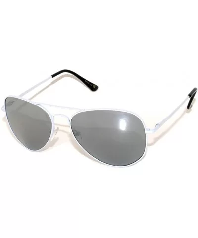 Aviator Style Sunglasses Colored Lens Colored Metal Frame with Spring Hinge - White Frame Silver Lens - CR11MYI5D0F $11.03 Av...