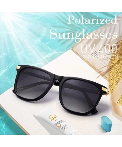 Women's Polarized Sunglasses 100% UV Protection Safety Glasses with Delicate Acetate Frame - CB194WX09KE $35.61 Square