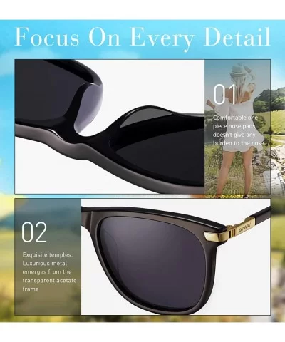 Women's Polarized Sunglasses 100% UV Protection Safety Glasses with Delicate Acetate Frame - CB194WX09KE $35.61 Square