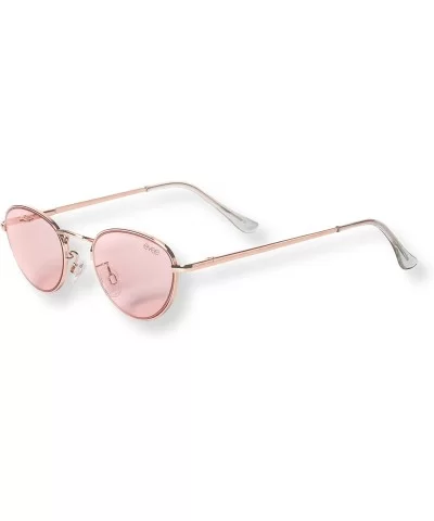 90s Contemporary Super Slim Oval Round Metal with Cosmetic Tint Lenses (Wilder) - Rose Gold/ Pink - C418H3U2MC4 $18.70 Oval