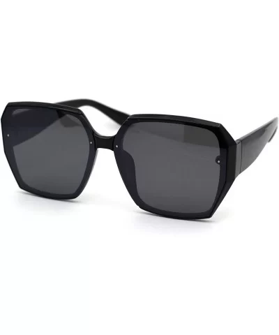 Womens Designer Geometric Exposed Lens Squared Butterfly Sunglasses - Black Solid Black - CJ18XH553UC $12.44 Butterfly
