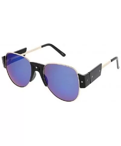 Futuristic Retro Elegant Luxury Aviator Sunglasses - Black & Gold Frame - C318YAK4INR $13.22 Aviator