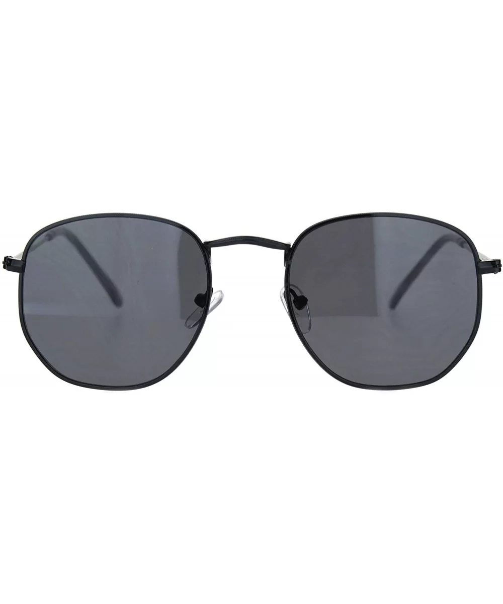 Small Thin Metal Hexagon Shape Sunglasses Classy Vintage Fashion UV 400 - Black (Black) - CO1936EL8RT $14.03 Square