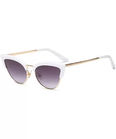 Women's Fashion Resin Cat Eye Half-Frame UV400 Protection Sunglasses - White Gray - C118W0HC48G $40.25 Cat Eye