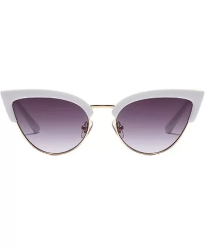 Women's Fashion Resin Cat Eye Half-Frame UV400 Protection Sunglasses - White Gray - C118W0HC48G $40.25 Cat Eye