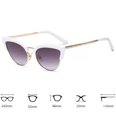 Women's Fashion Resin Cat Eye Half-Frame UV400 Protection Sunglasses - White Gray - C118W0HC48G $40.25 Cat Eye