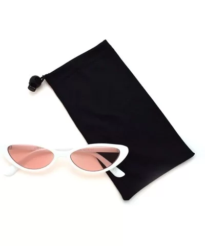 Retro Vintage Narrow Cat Eye Sunglasses 2462 - White Pink - C818SA0DQMS $13.54 Cat Eye