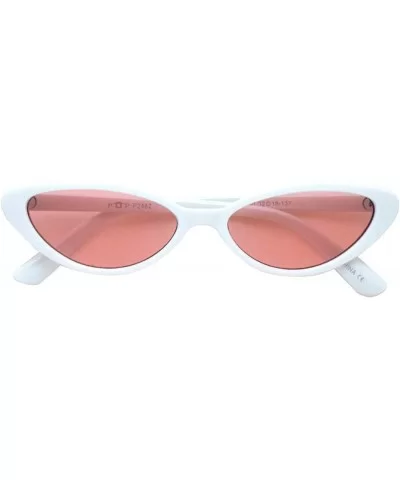 Retro Vintage Narrow Cat Eye Sunglasses 2462 - White Pink - C818SA0DQMS $13.54 Cat Eye