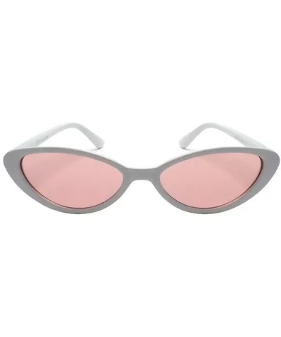 Retro Vintage Narrow Cat Eye Sunglasses 2462 - White Pink - C818SA0DQMS $13.54 Cat Eye