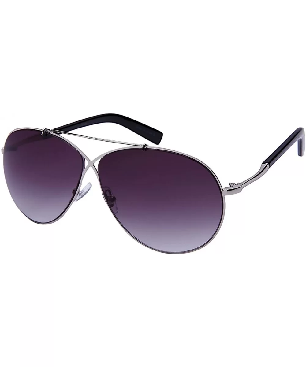 Modern Metal X Aviator Sunnies w/Gradient Lens 25145-AP - Silver Black - CF12O2Q3GNW $13.75 Aviator