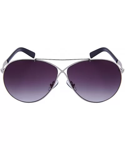 Modern Metal X Aviator Sunnies w/Gradient Lens 25145-AP - Silver Black - CF12O2Q3GNW $13.75 Aviator