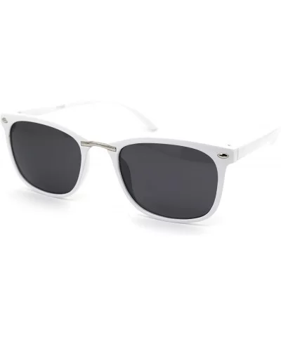 Mens Elegant Stylish Thin Plastic Horn Rim Sunglasses - White Silver Black - CB18YGI5TLS $12.09 Rectangular