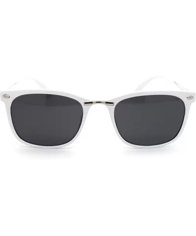 Mens Elegant Stylish Thin Plastic Horn Rim Sunglasses - White Silver Black - CB18YGI5TLS $12.09 Rectangular